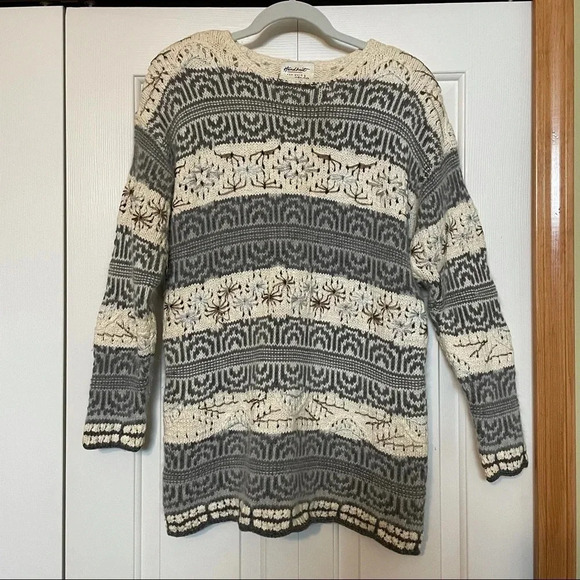 Hand Knit Chunky Angora Blend Sweater - Picture 1 of 4